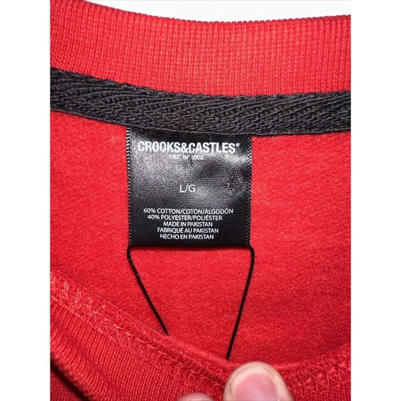Crooks and Castles size XL Crewneck Sweatshirt Red/Black-White. - Picture 8 of 10